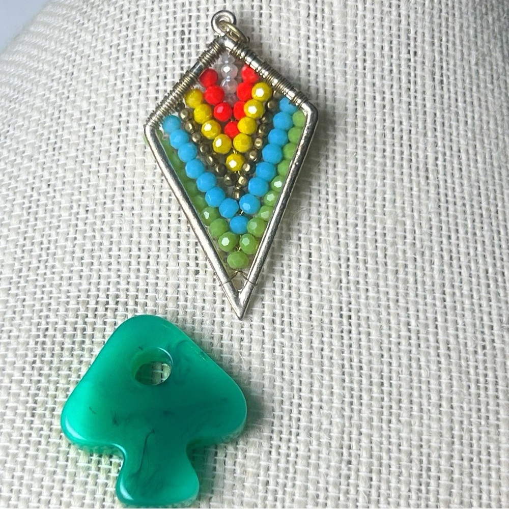 Colorful Geometric Rainbow Beaded Necklace Pendant With Friend!